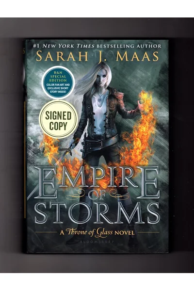 Empire of Storms: A Throne of Glass Novel. Signed Exclusive Edition, ISBN 9781681195155. Author-signed, as issue by publisher; with fan art and exclusive short story